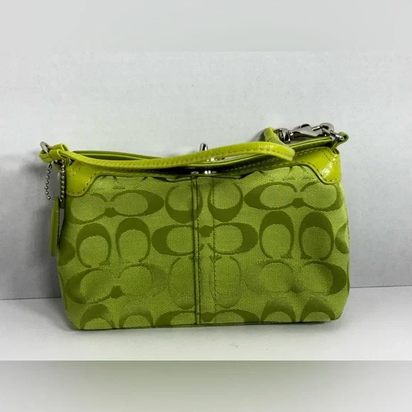 Coach Signature Lime Green Mini Convertible Shoulder/Wristlet bag - Picture 3 of 16